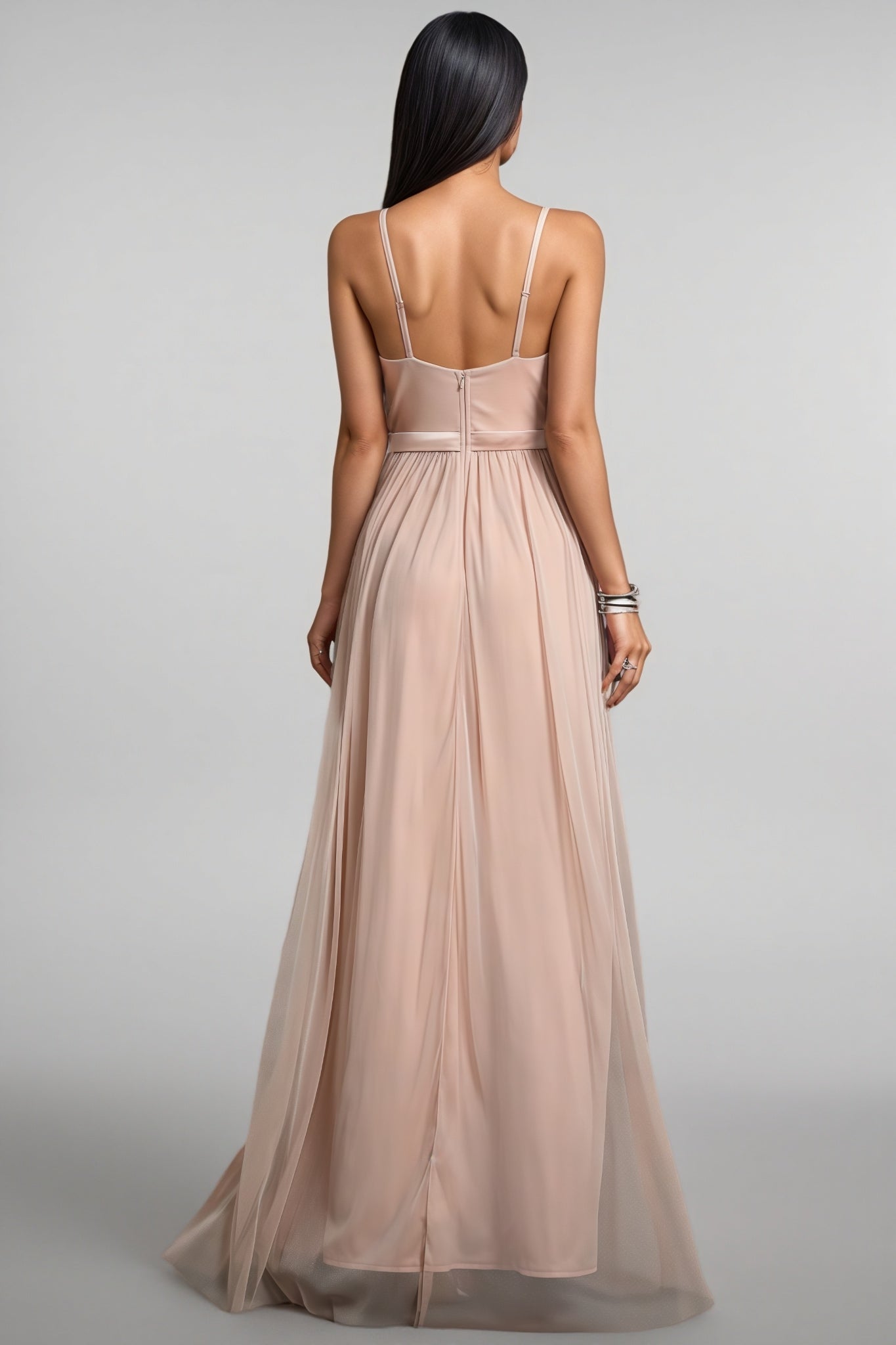 Crispina Pink Strappy Mesh Maxi Dress - View 5