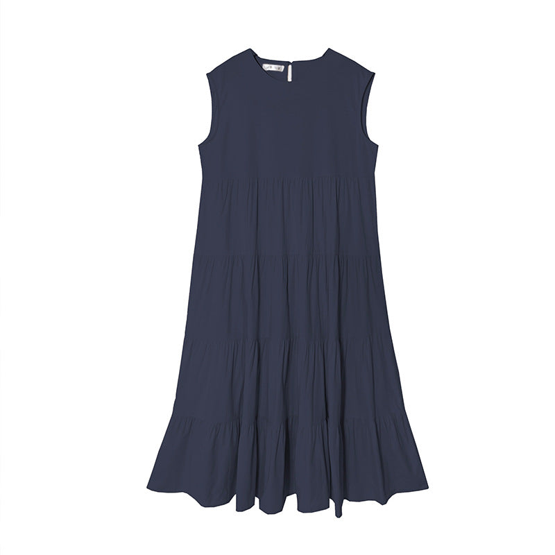 Crew Neck Sleeveless Tiered Ruffle Loose Midi Dress 3