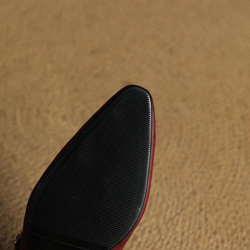 Pointed Toe Buckle Strap Mary Jane Flats