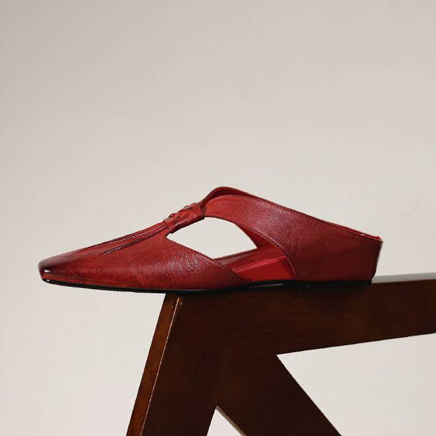 Square Toe Knot Strap Flat Mules
