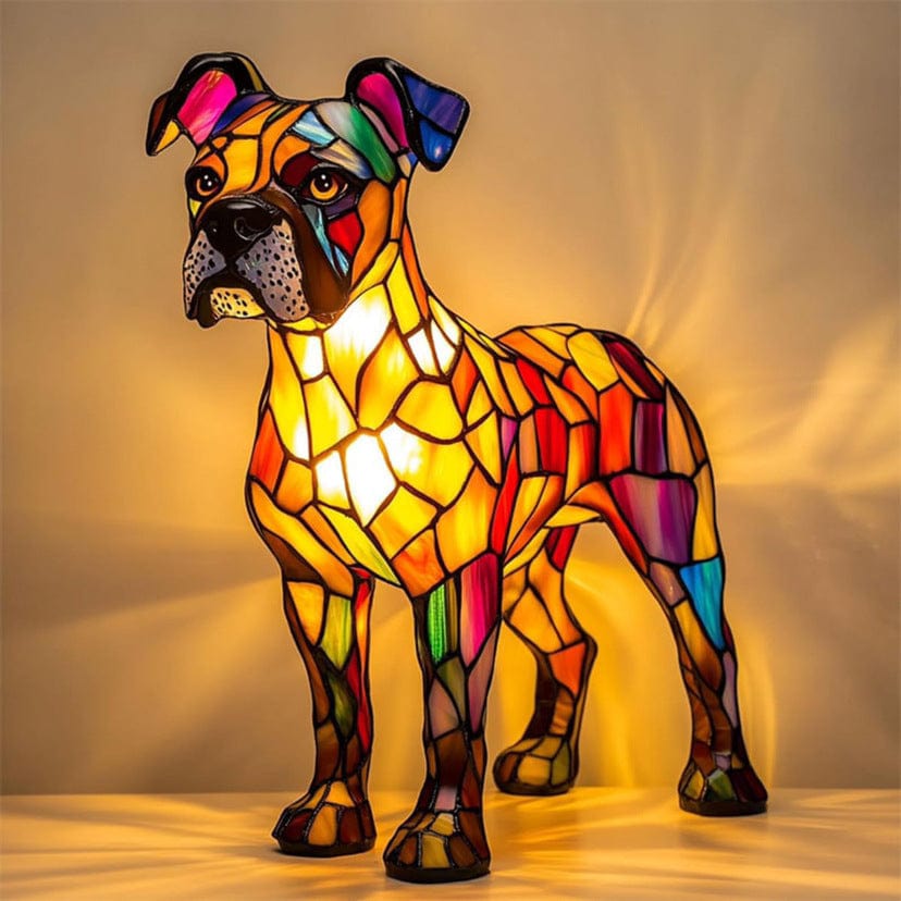 Stained Glass Boxer Dog Table Lamp