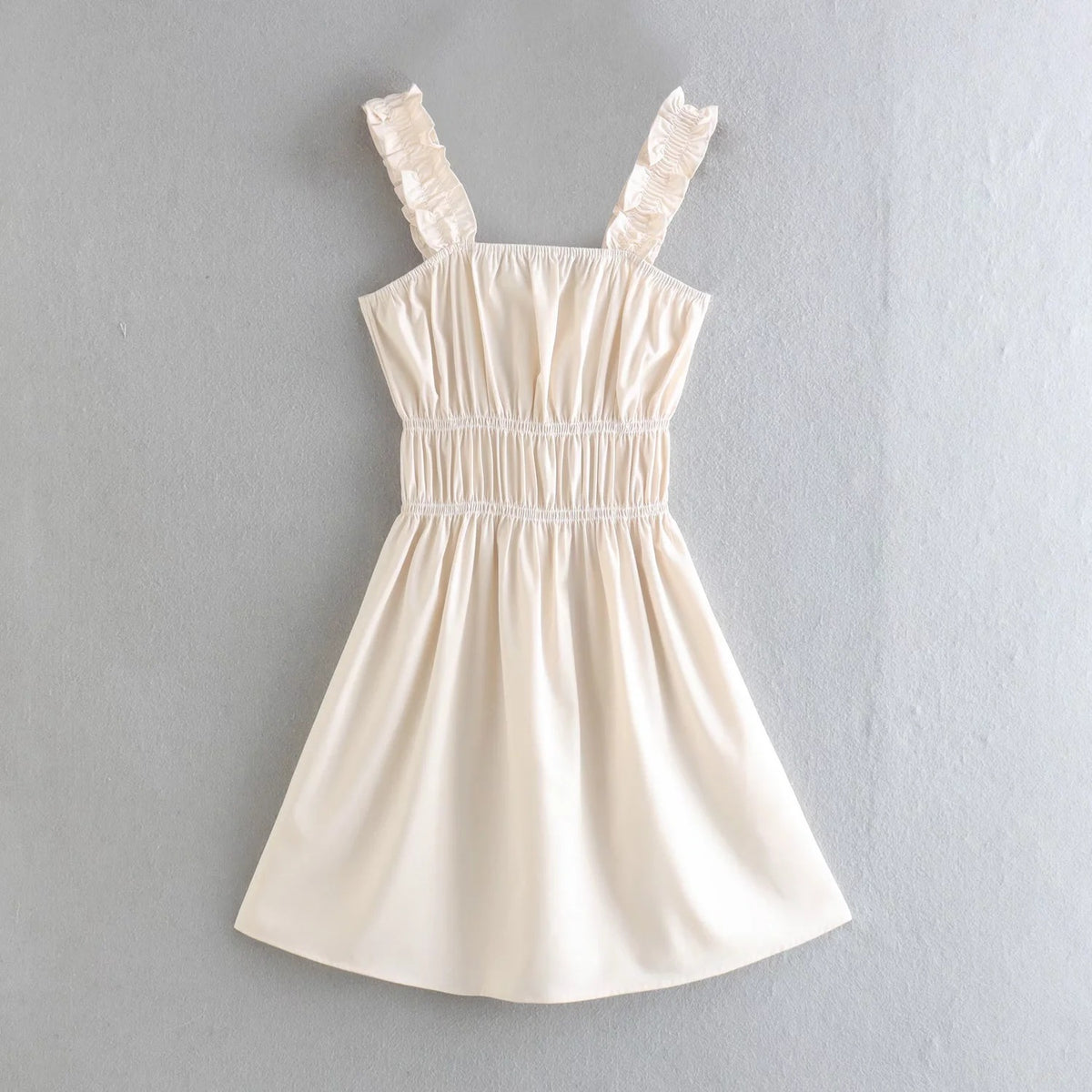 Square Neck Ruffle Strap Smocked Waist A-Line Mini Dress 2