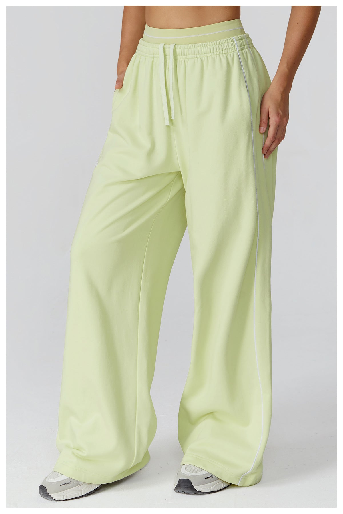 Cotton Blend Mid-Waist Side Stripe Sweatpants
