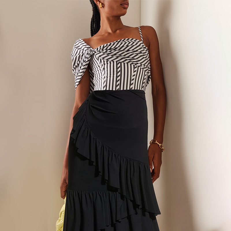 Nyoka Off-Shoulder Swimsuit Set - Black