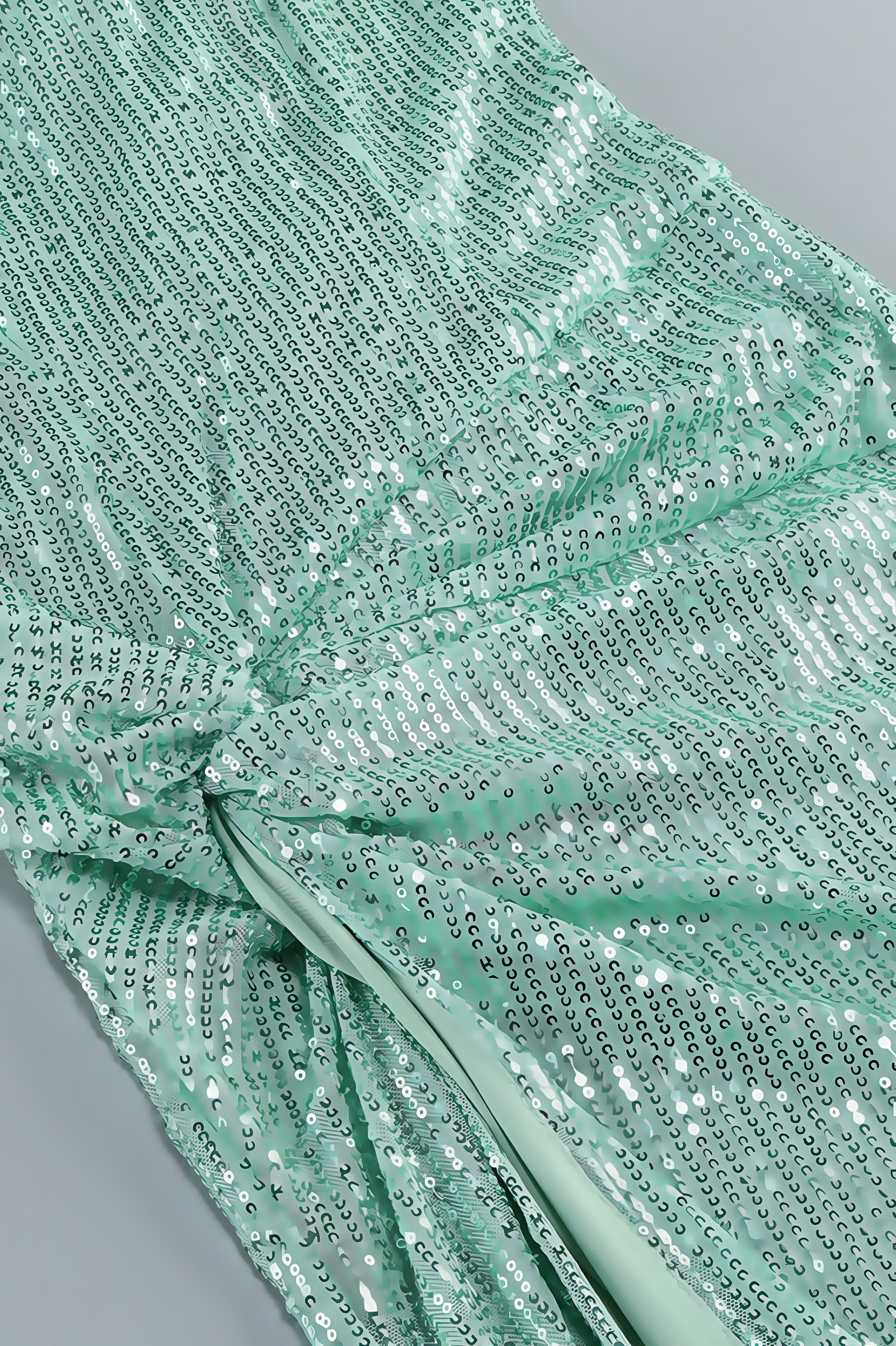 Sequin Spaghetti Strap Twist Front High Split Mermaid Gown