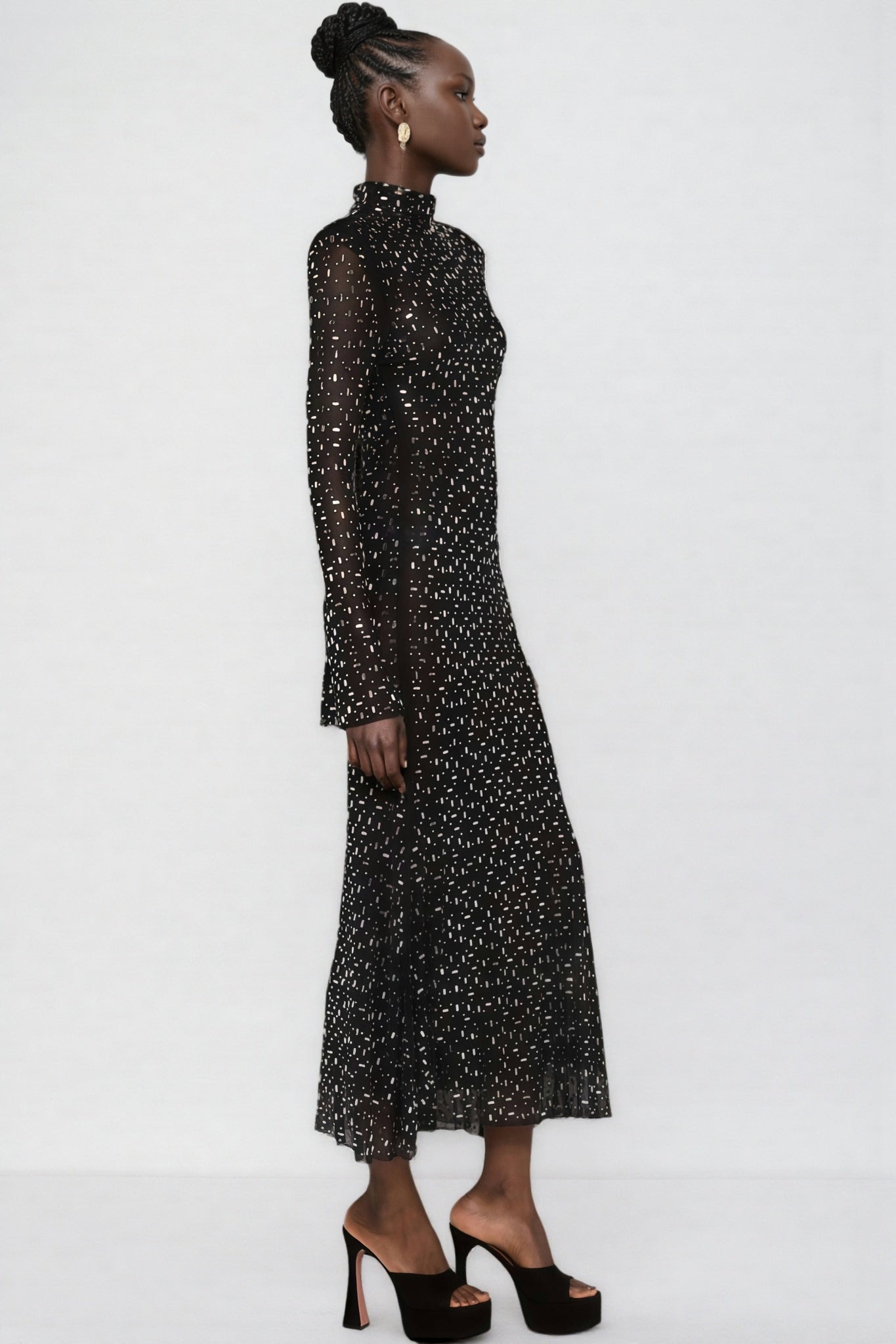 Roisea Long Sleeve Rhinestone Maxi Dress - View 3