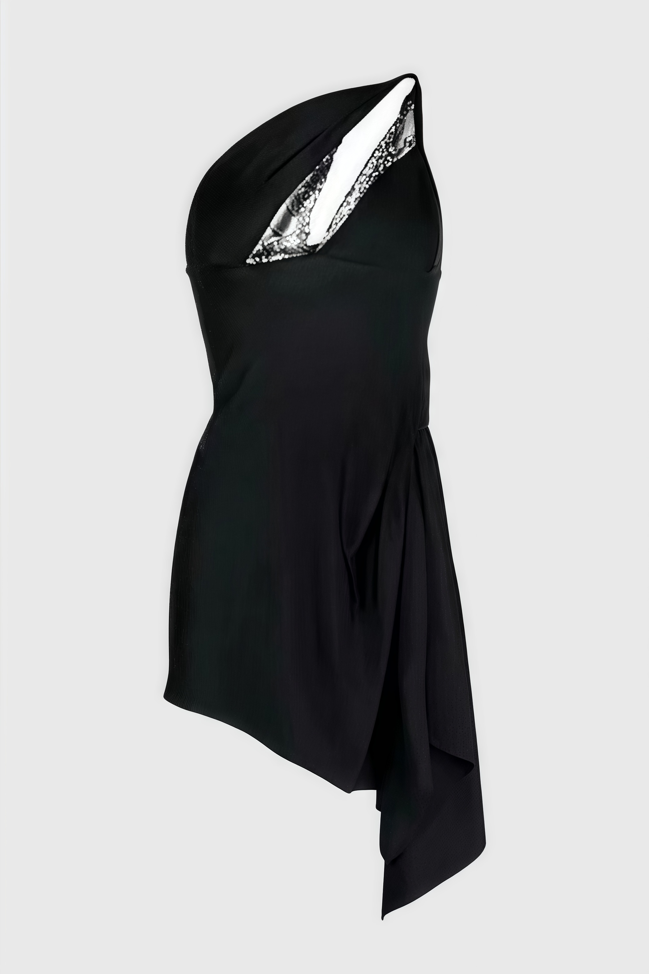 Miroa Slant Shoulder Lace Cutout Mini Dress - View 4