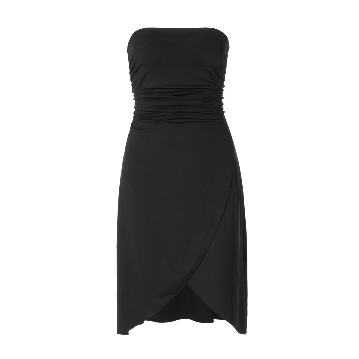 Women Clothing Autumn Sexy Waist Solid Color Tube Top Dress