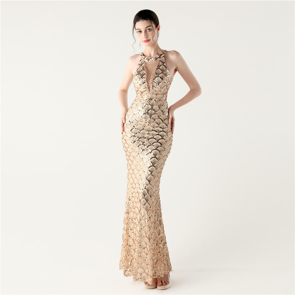 Slim Fit Hip Sequined Evening Dress