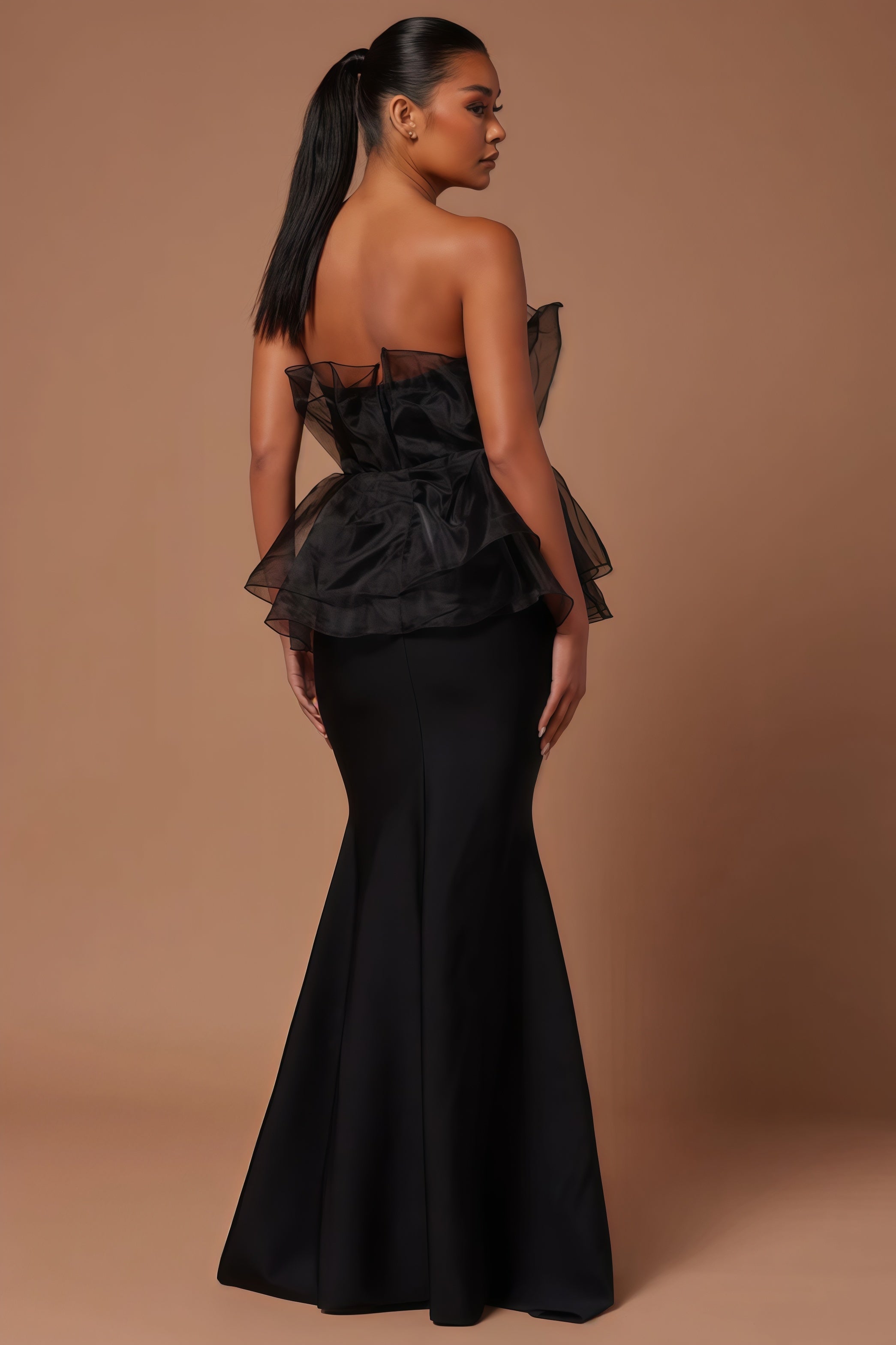 Eli Black Sheath Mesh Maxi Dress - View 2