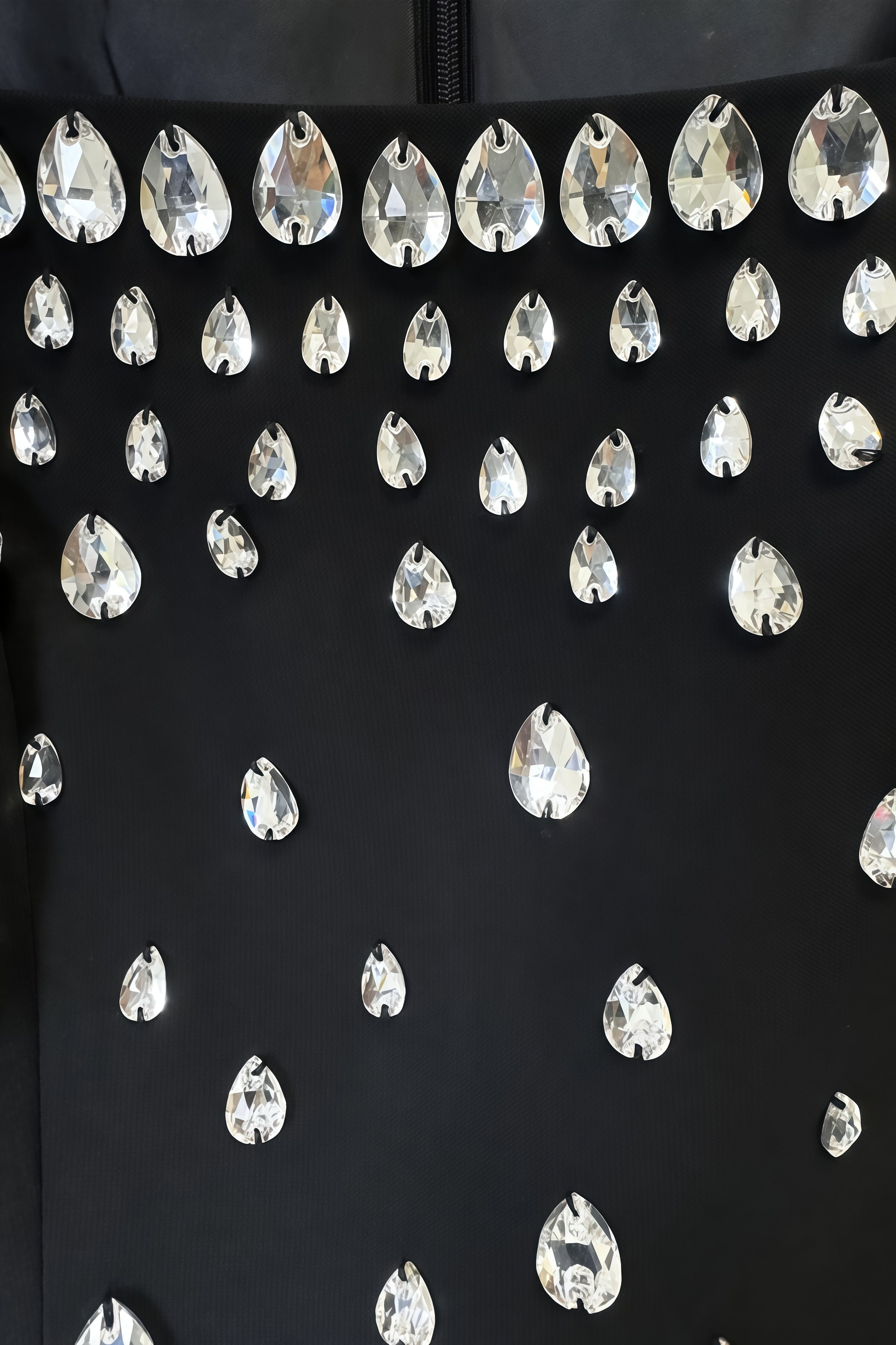 Rhinestone Cascade Embellished Scoop Neck Sleeveless Overskirt Maxi Gown