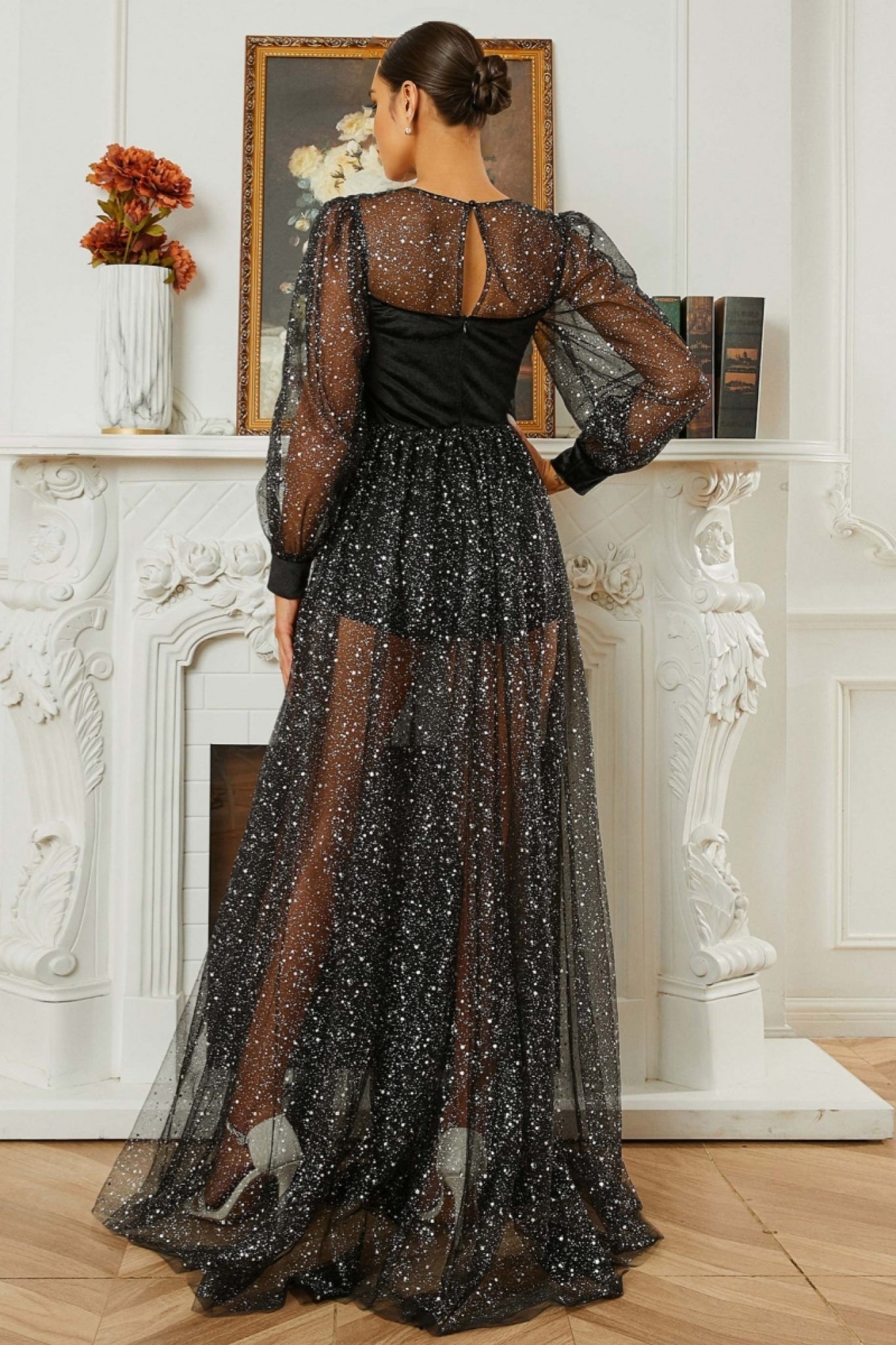 Caspian Sequin Mesh Maxi Dress - View 5