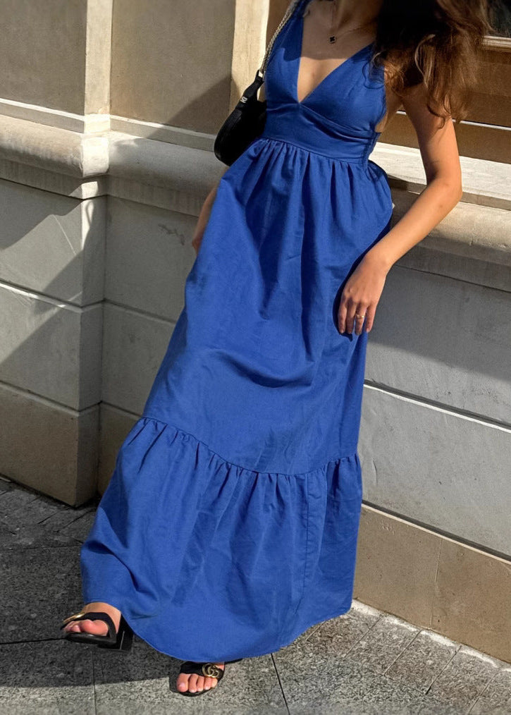 Celeste - Strappy TieRed Maxi Dress