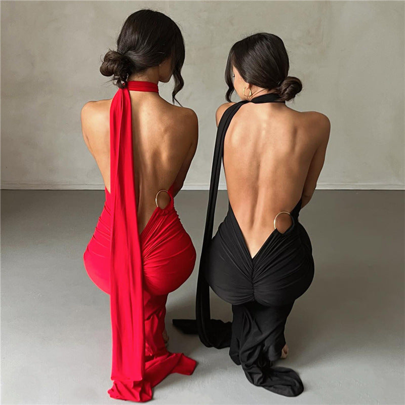 One Shoulder Backless Ruched Mermaid Maxi Gown