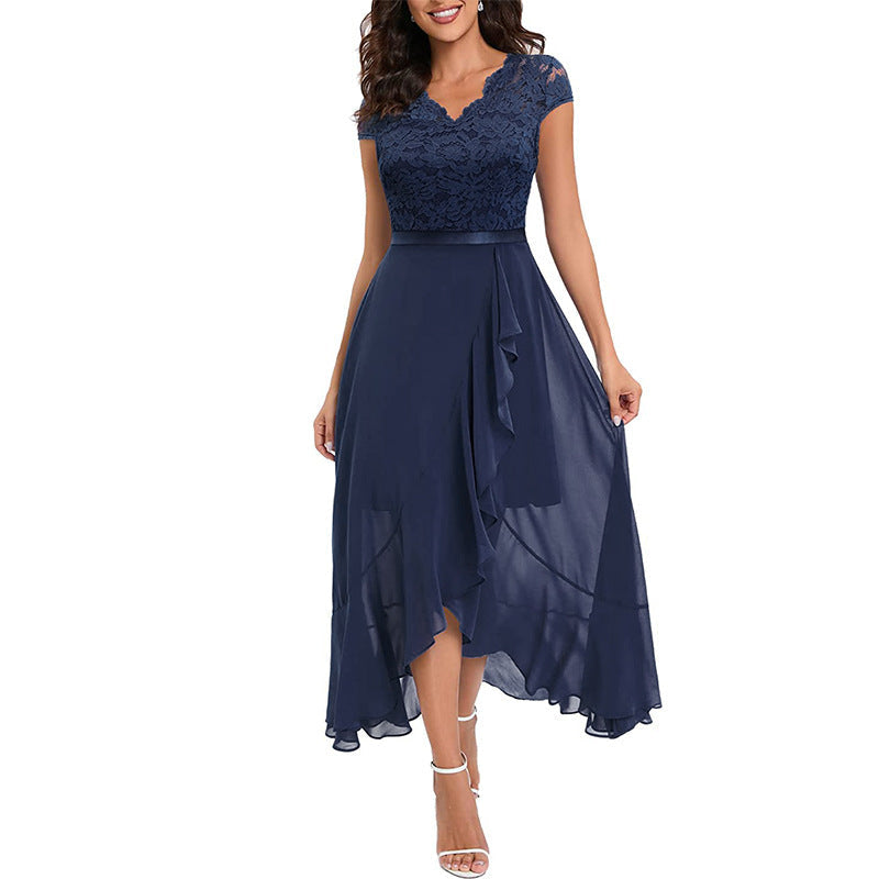 Seraphina | Lace Overlay Midi Dress Blue