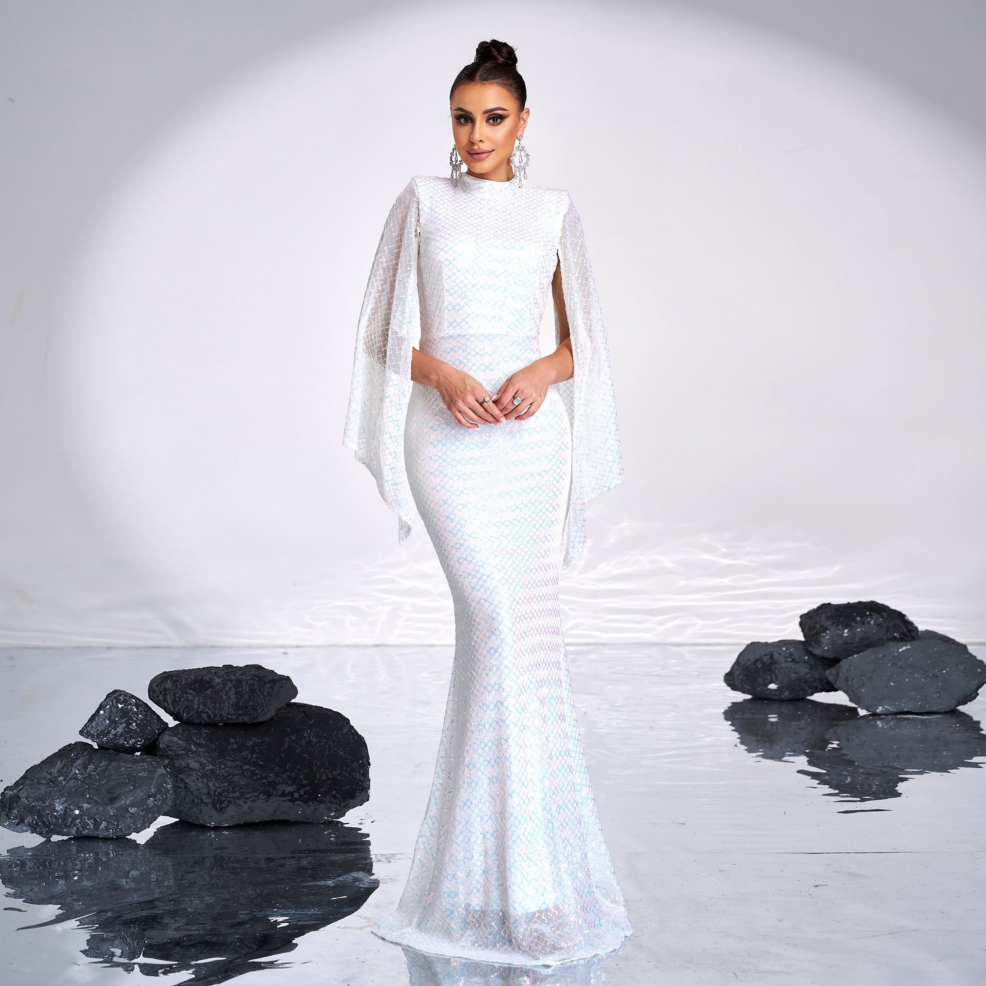 Long Sequined Party Evening Gown Dress