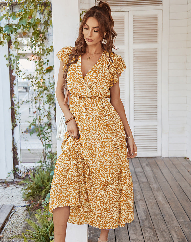 Keatyn Floral Ruffle Maxi Dress Orange