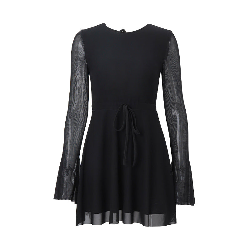 Fall Park Caiying Same Crew Neck Trumpet Long Sleeve Mesh Dress - View 5
