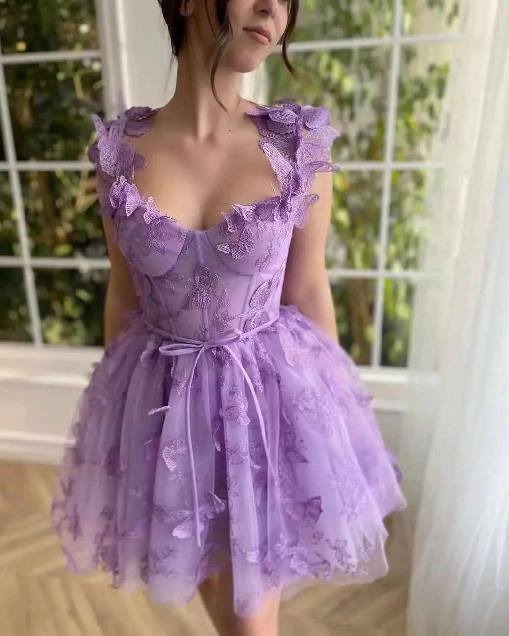 Wedding Tulle Spaghetti Straps Sleeveless High Slit Bridal Dress - View 7
