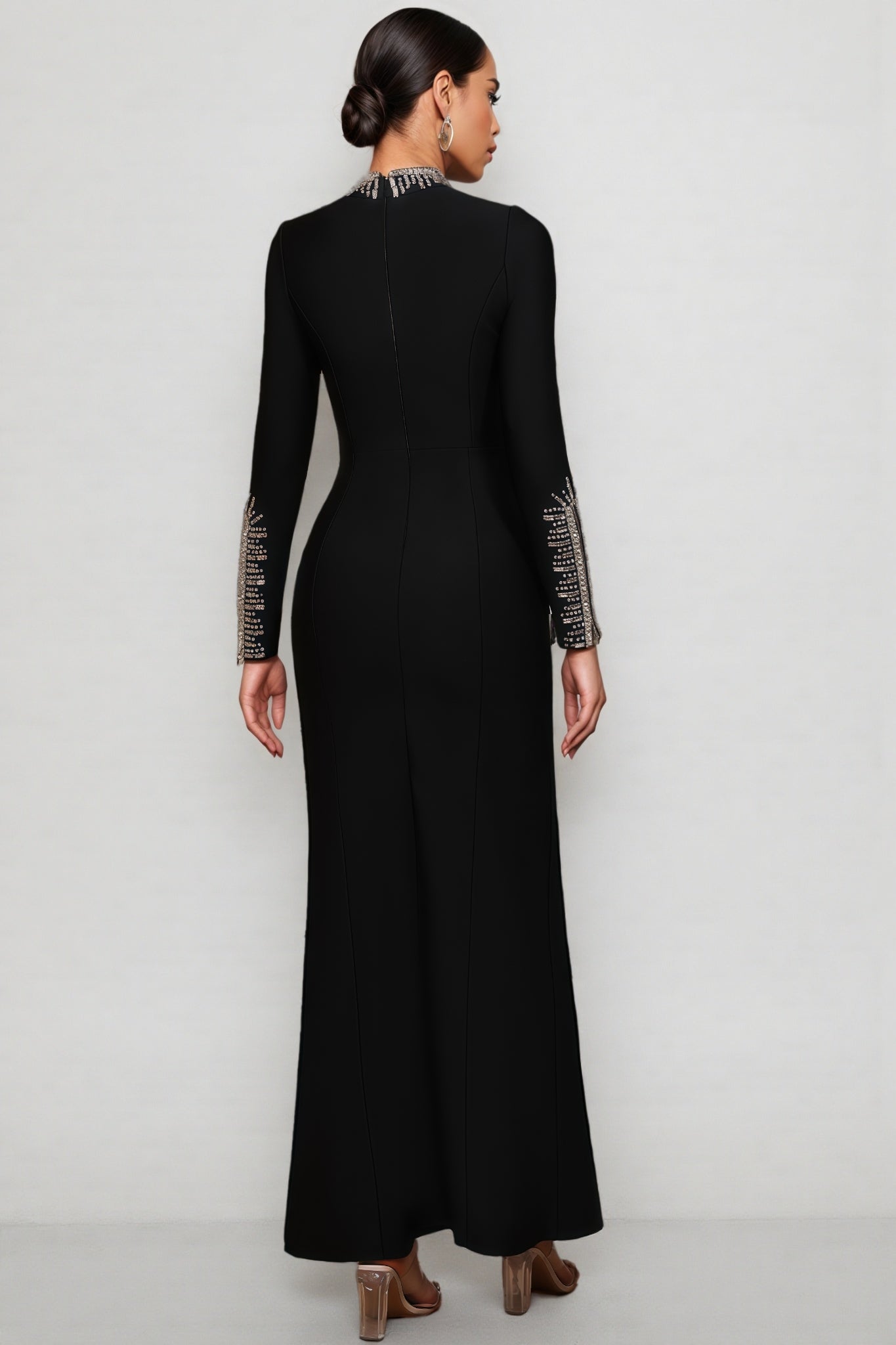Nyred Black Sequined High Split Maxi Dress - View 8