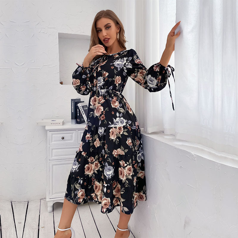 Early Sunset Floral Plisse Midi Dress