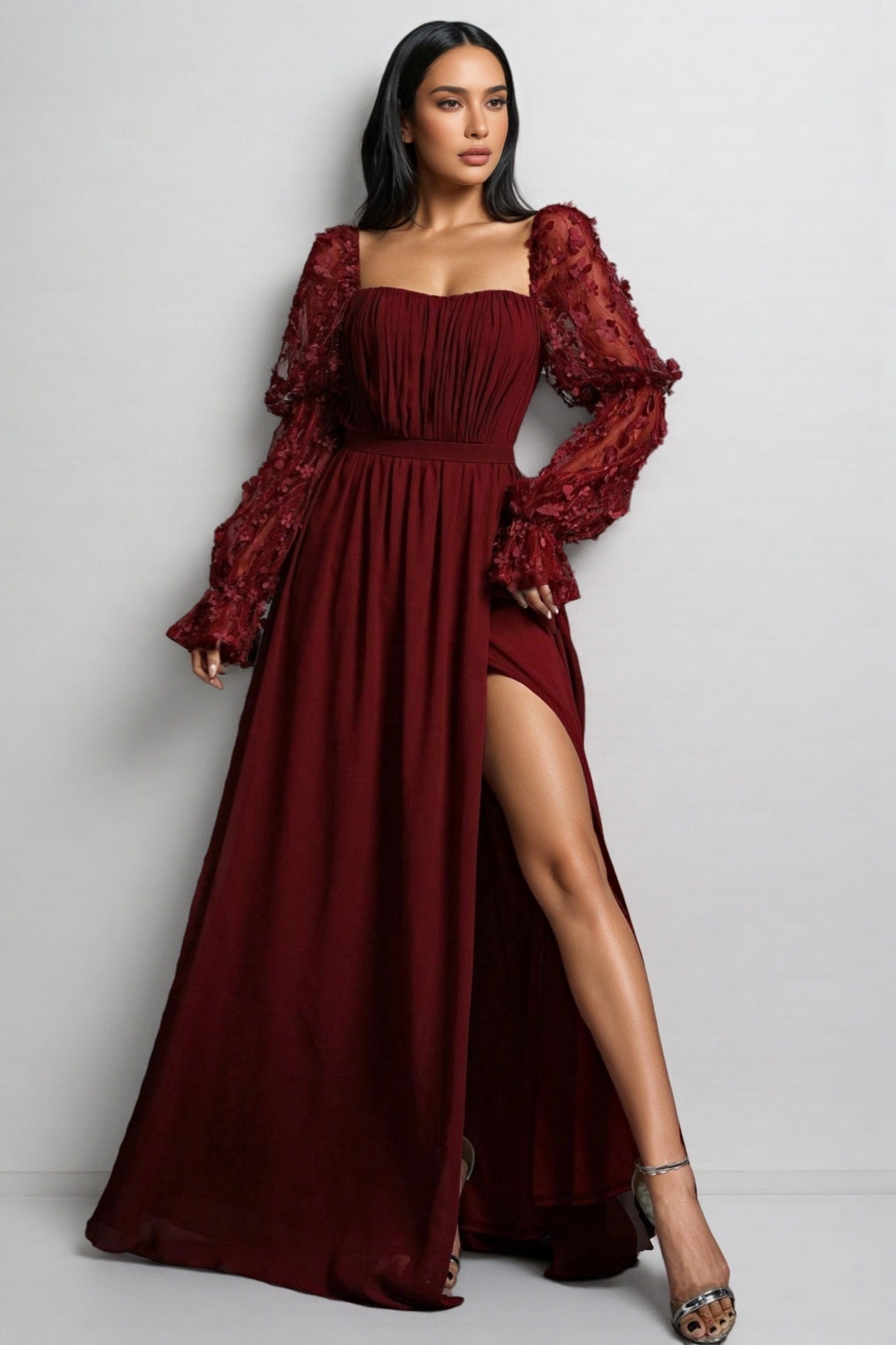Wera Mesh Square Neck Maxi Dress - View 2
