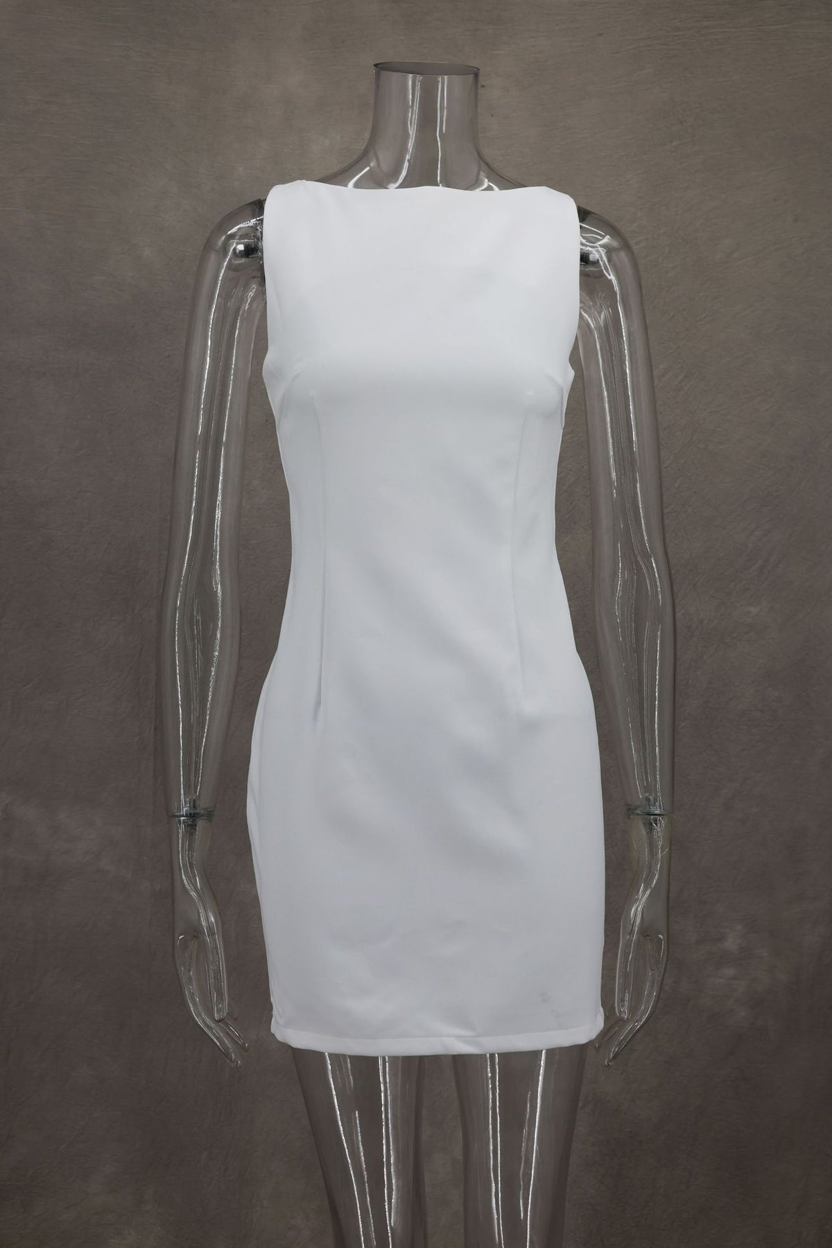 Boat Neck Sleeveless Fitted Bodycon Mini Dress 2