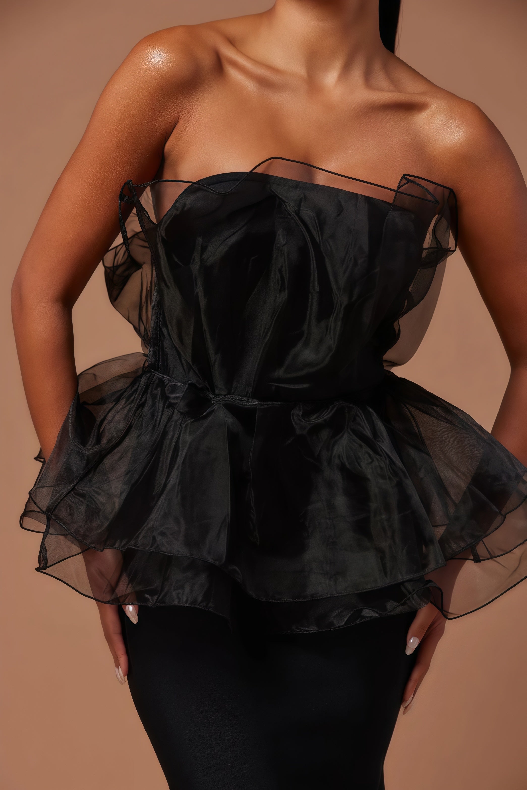 Eli Black Sheath Mesh Maxi Dress - View 4