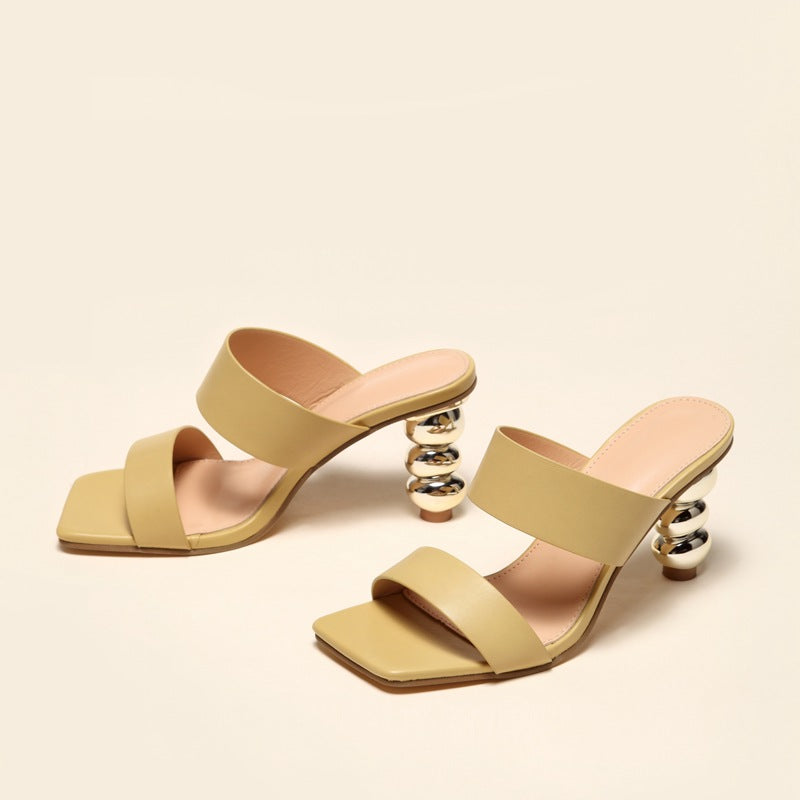 Shaped Electroplated Round ball Heel sandals