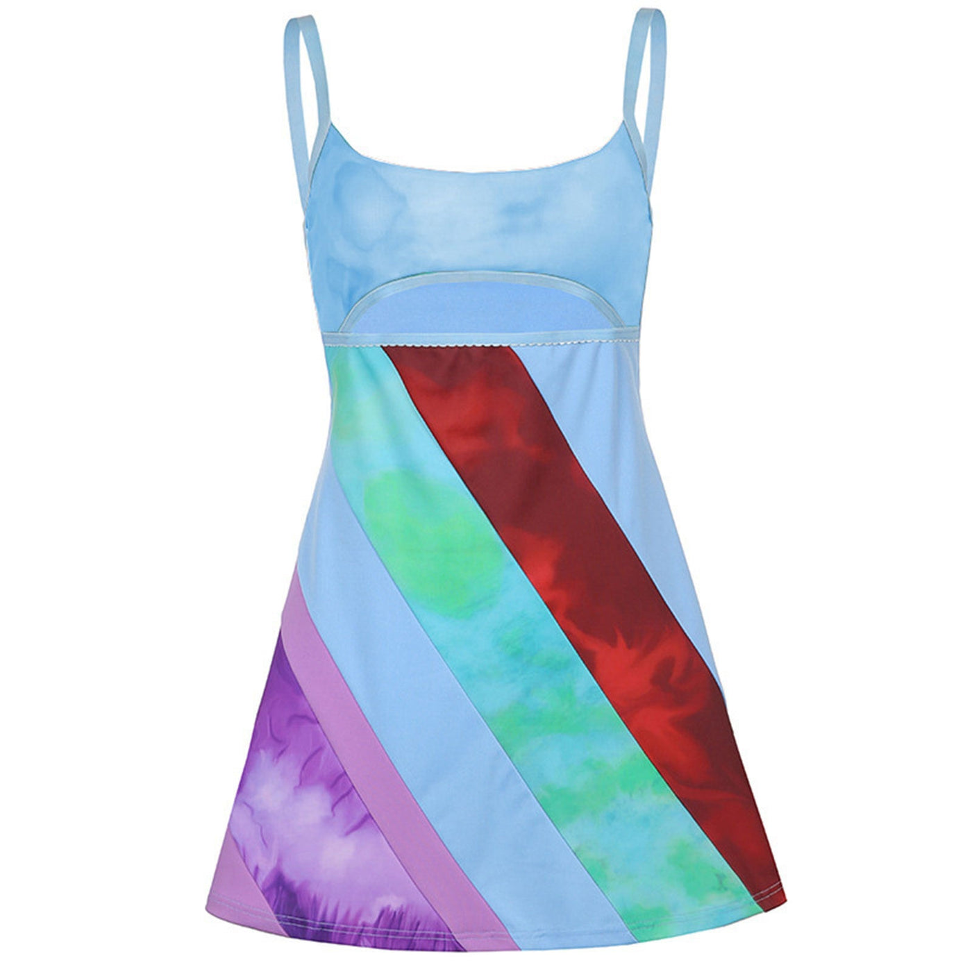 Tie Dye Spaghetti Strap Cut Out Bodycon Mini Dress 3