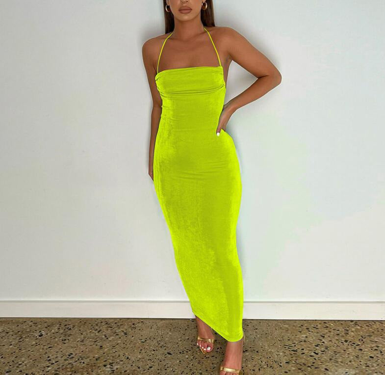 Summer Slim Lace up Backless Sheath Long Dress - View 5