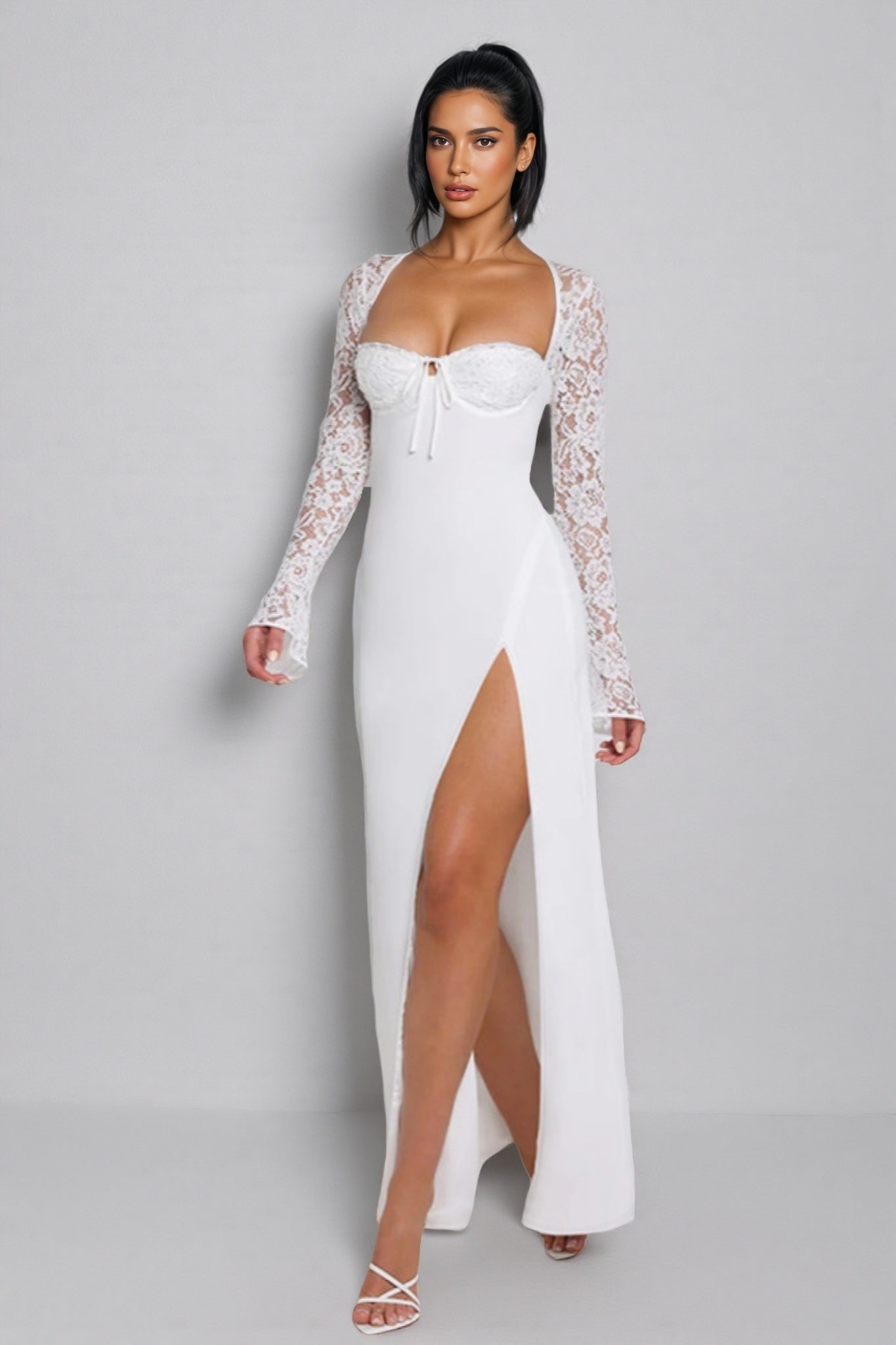 Heli Lace Split Maxi Dress - View 2