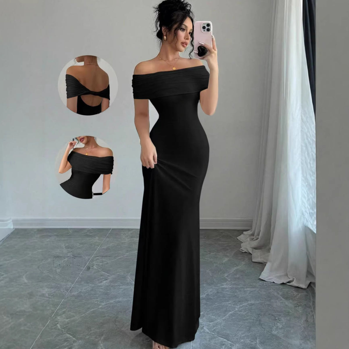 Off Shoulder Fashionable Slimming Elegant Sexy Socialite Bodycon Dress for Women