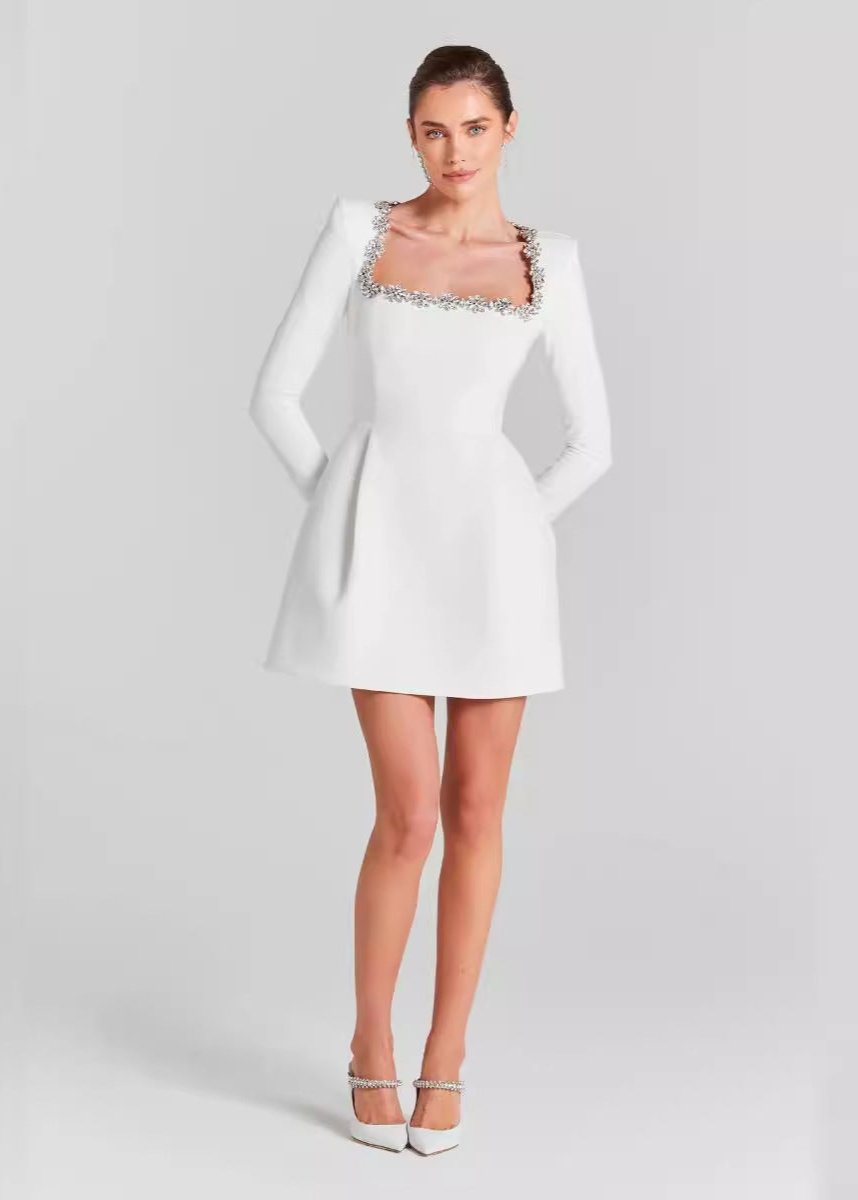 Embellished Square Neck Mini Dress - View 6