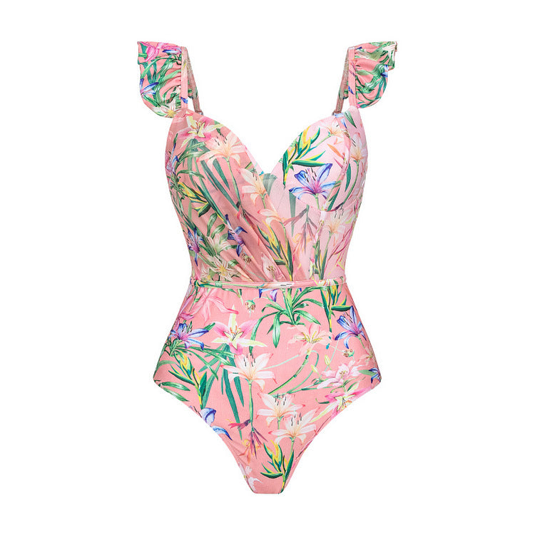 Pastel Tide Ruffle Swimsuit - Pink