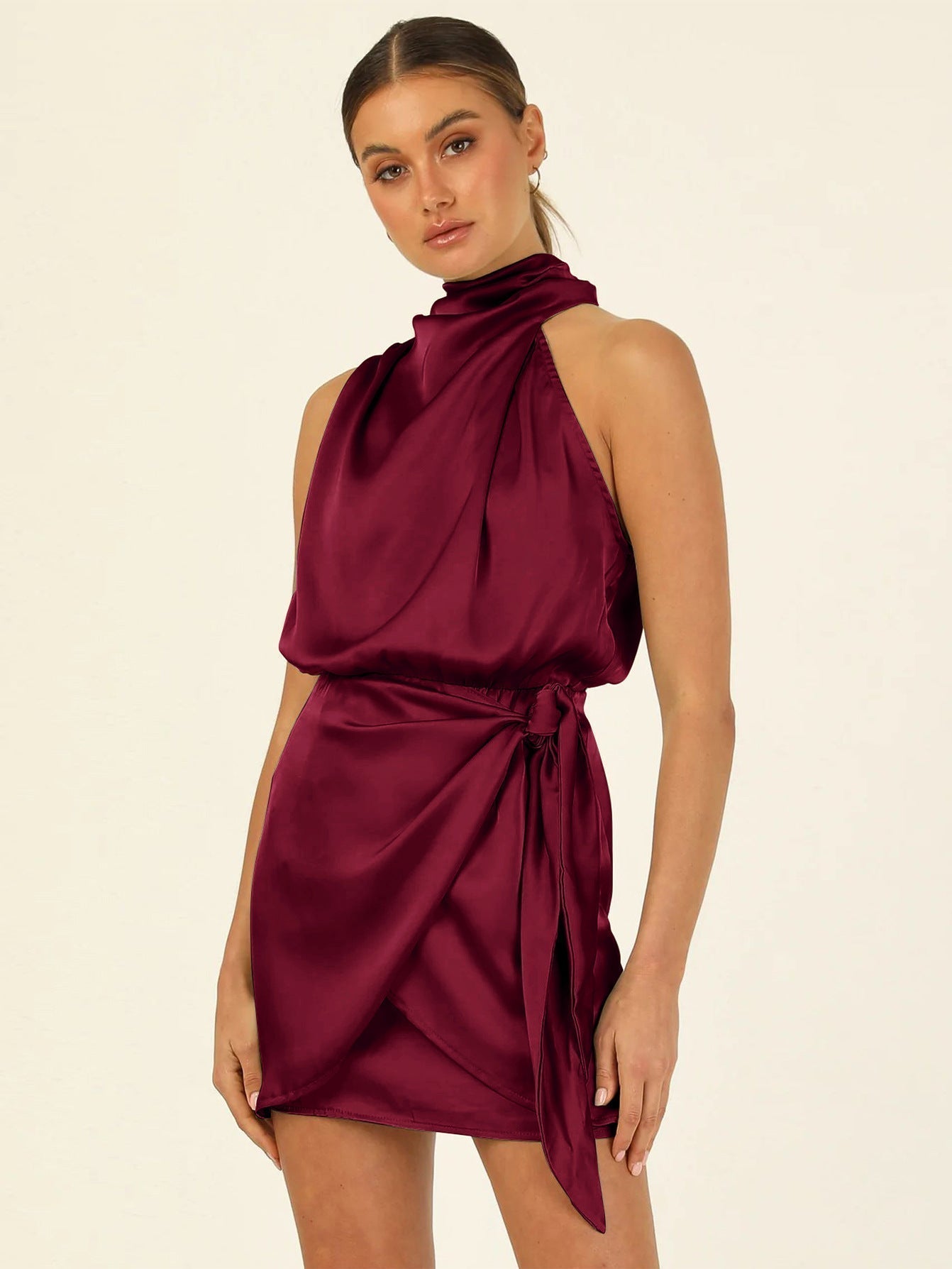 Chiffon Scoop Neck Spaghetti Strap Maxi Dress