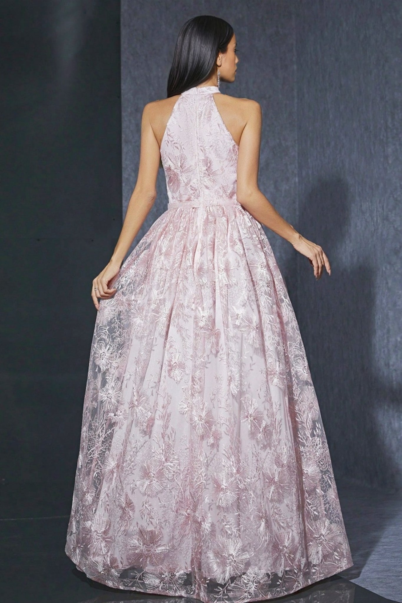 Bea Neckline Pink Mesh Maxi Dress - View 5