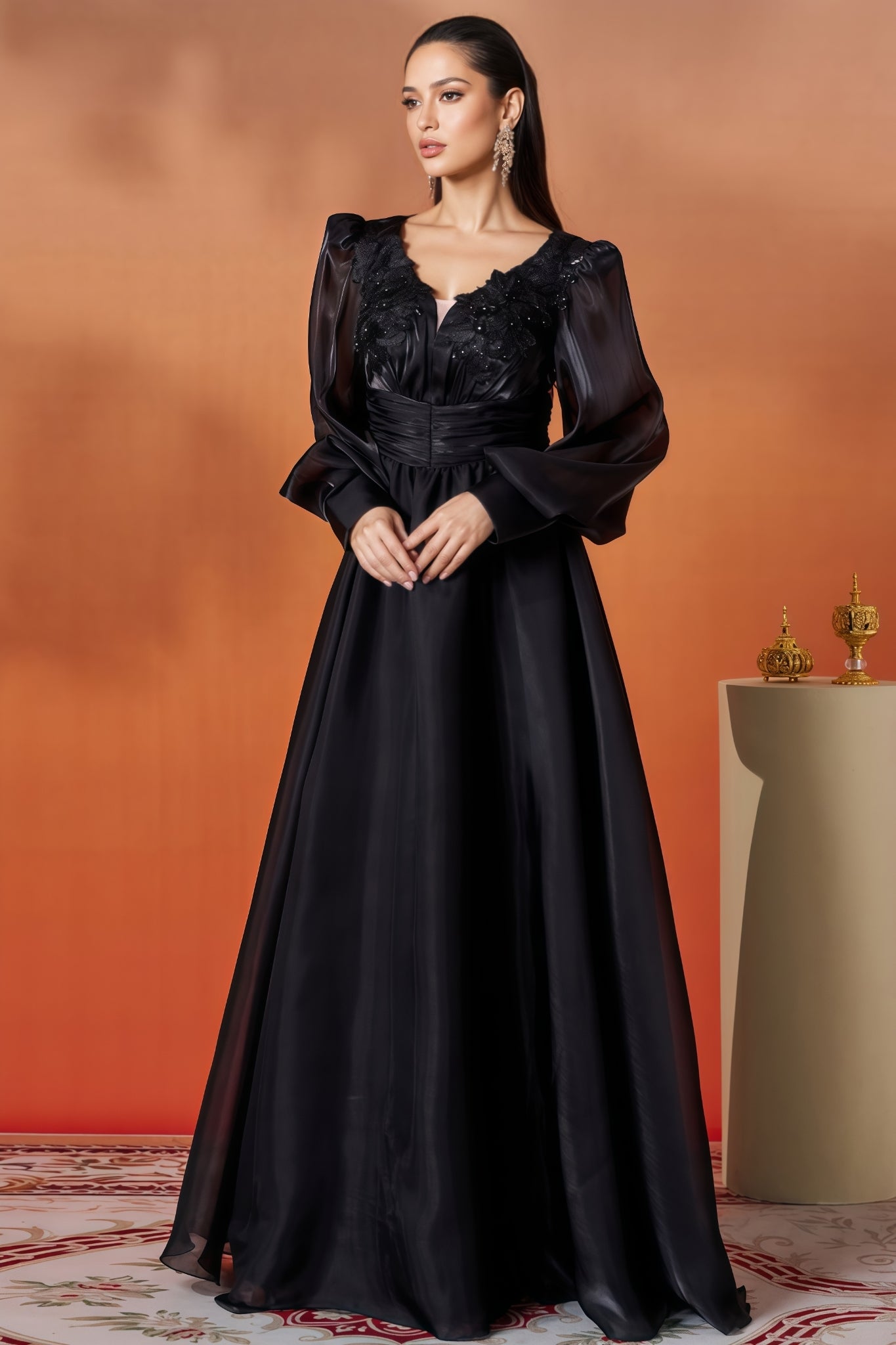 Opal Black V-Neck Lace Maxi Dress - View 7