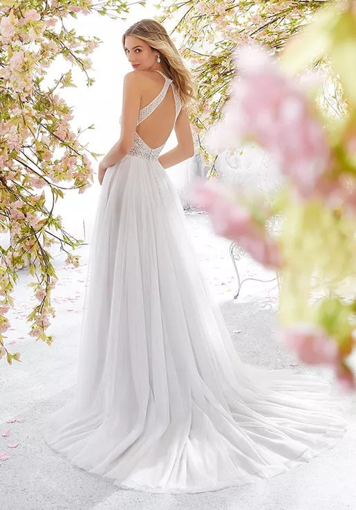 Dress Sleeveless Halter Wedding Dress Slim Fit Maxi Dress - View 3
