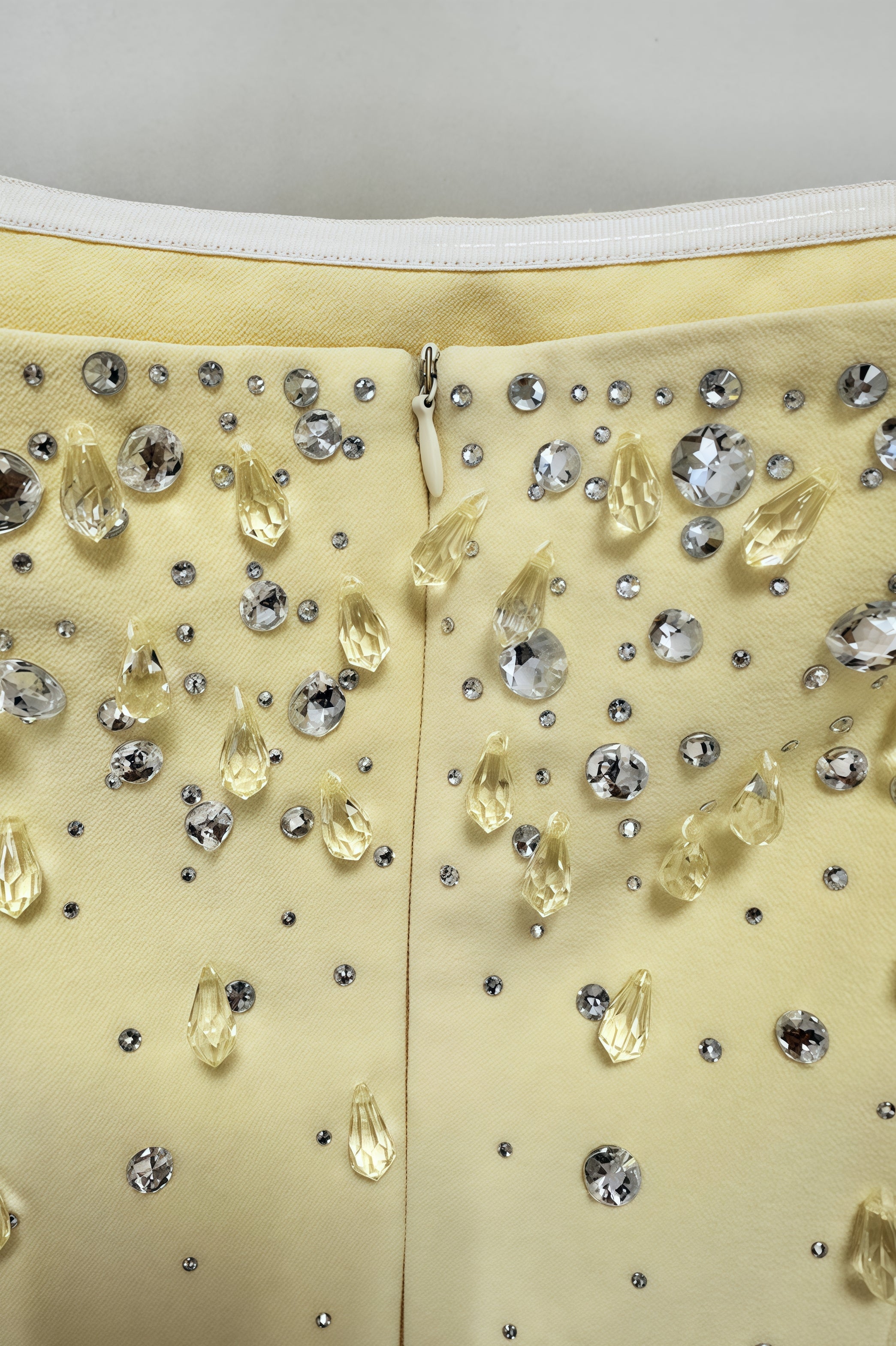 Crystal Embellished Structured Shoulder Square Neck Teardrop Jewel Long Sleeve Maxi Gown