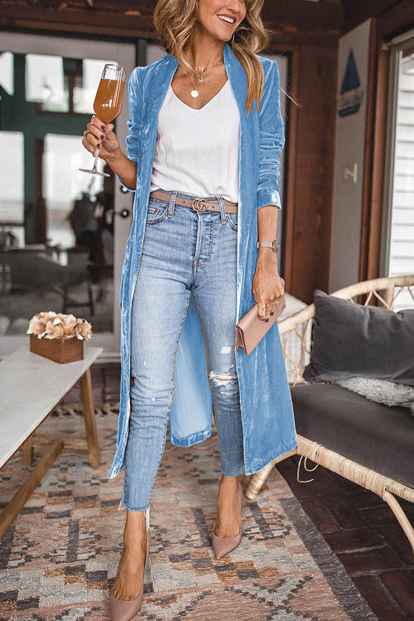 Cheering My Way Velvet Cardigan Coat