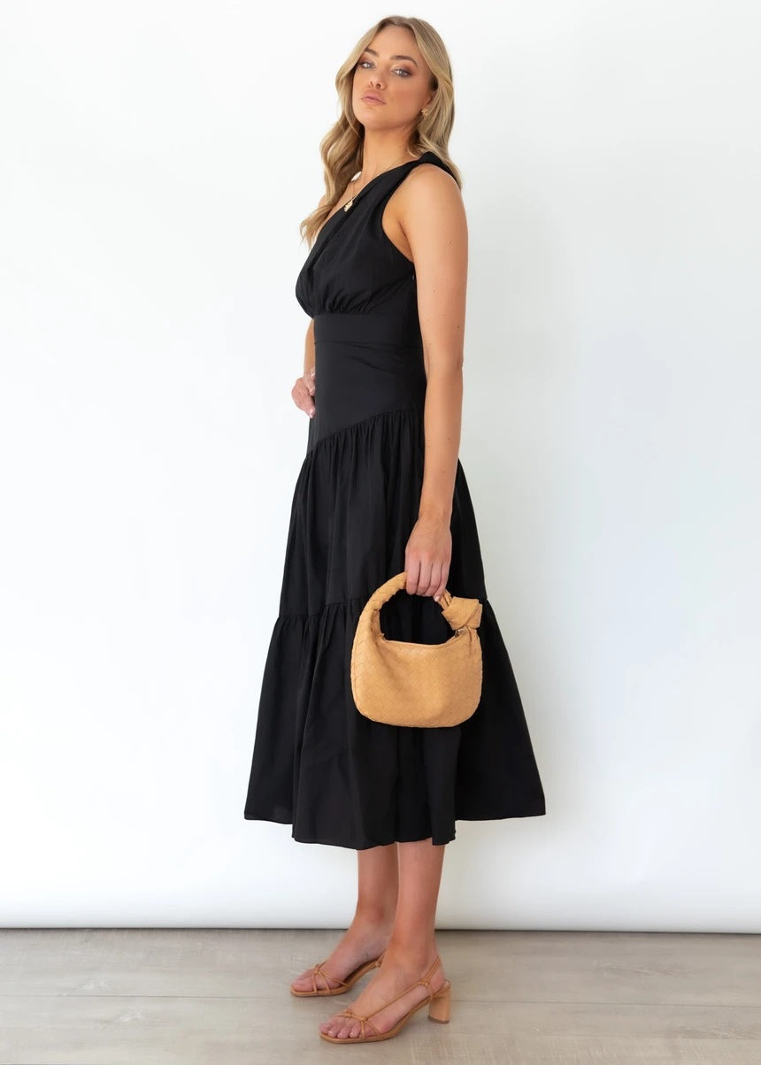 Fall In Love One Shoulder Maxi Dress Black