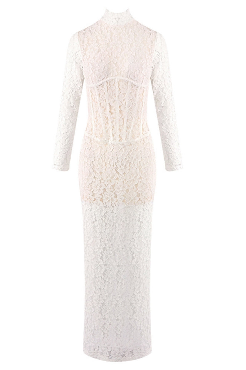 Davina White Lace Floral Maxi Dress - View 4