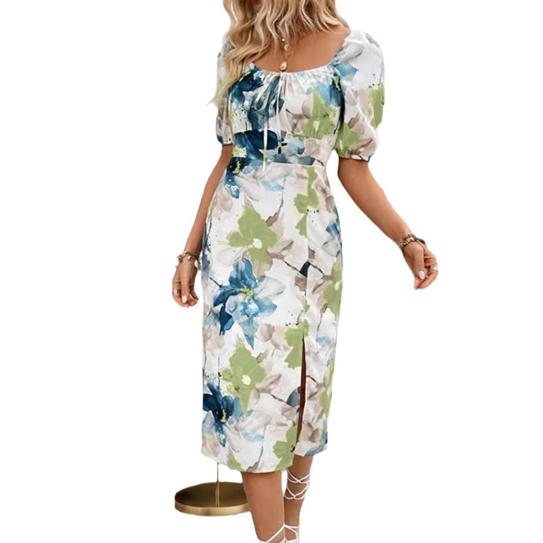 Luxe Krystel Women's Flower Print Midi Dresses Chic Silhouette Collection