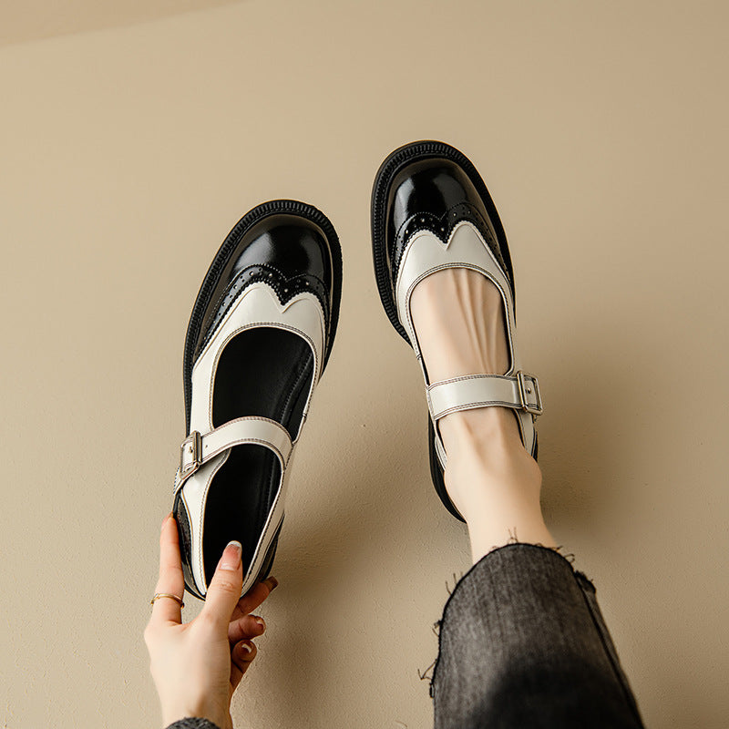 T-Strap Buckle Brogue Mary Jane Shoes