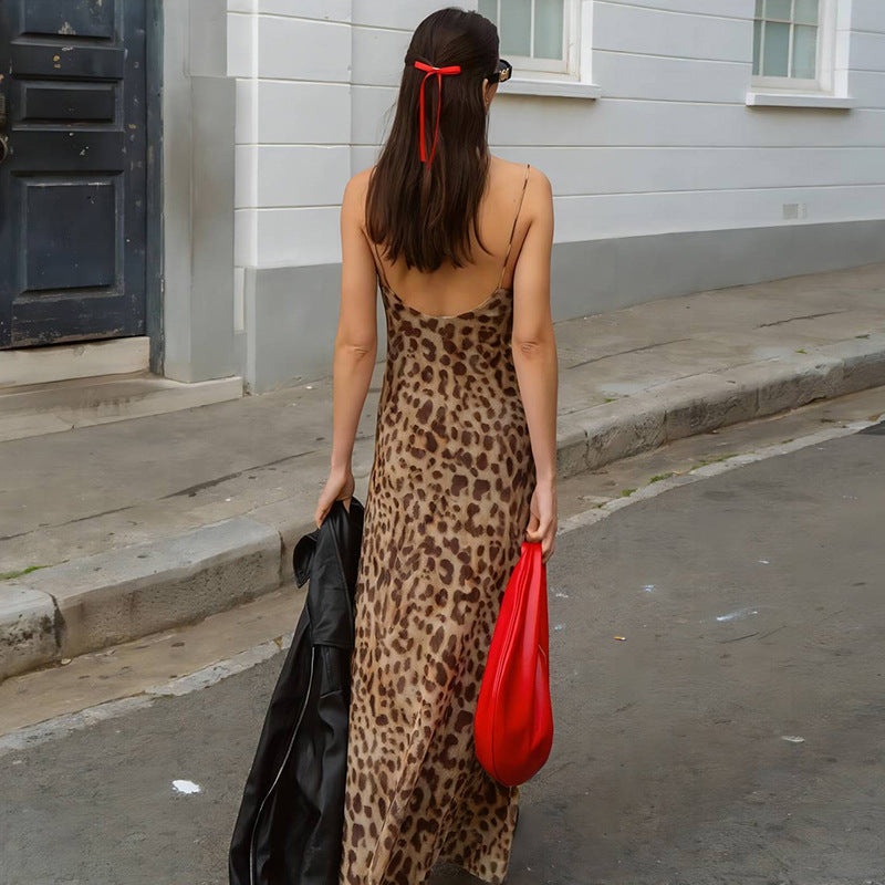 Leopard Aura Midi Dress Brown