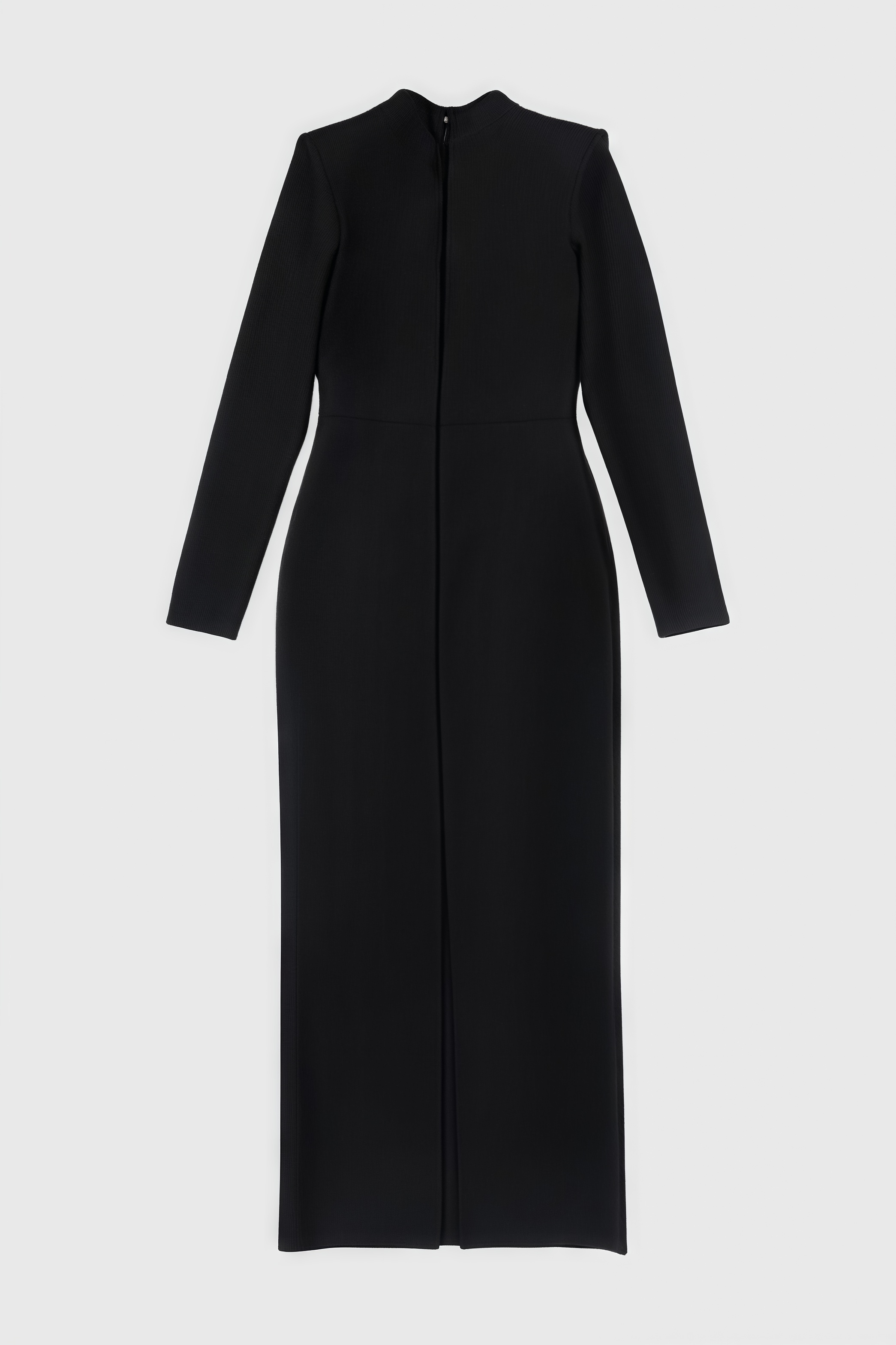 Crystal Brooch Chest Cut Out Long Sleeve Column Maxi Gown