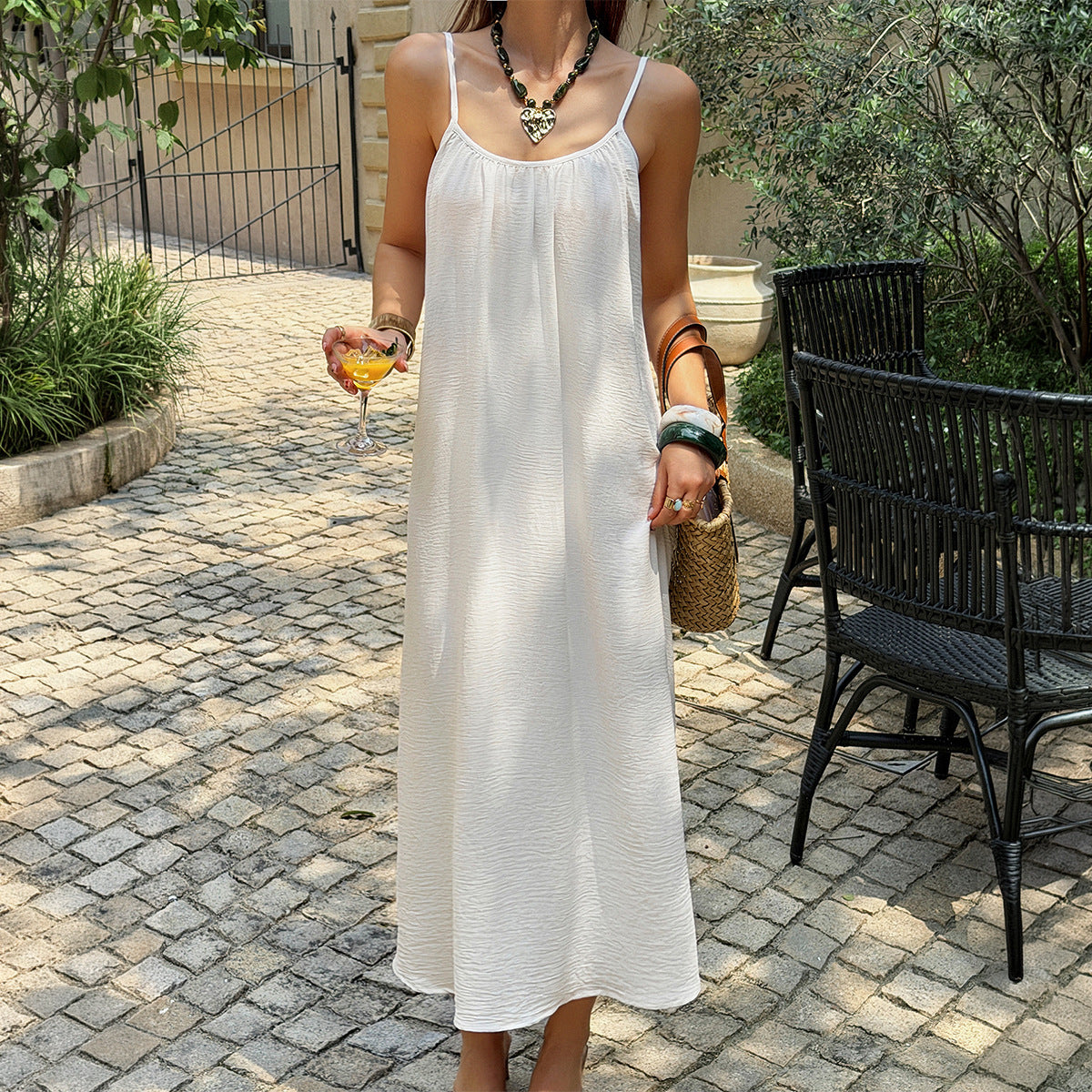 Textured Spaghetti Strap Scoop Neck Relaxed Maxi Dress 2