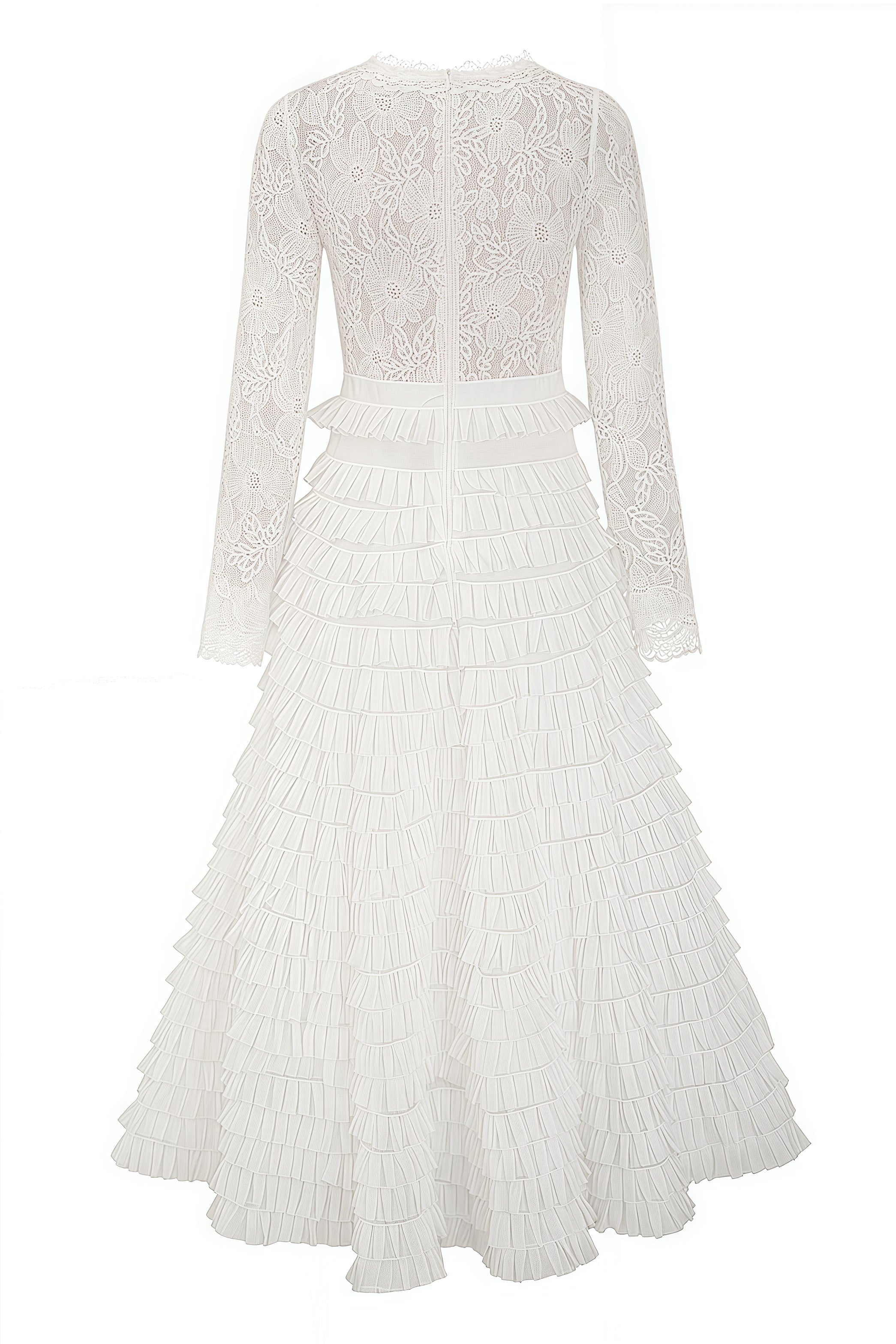 Yuio White Hollow Lace A-line Maxi Dress - View 6
