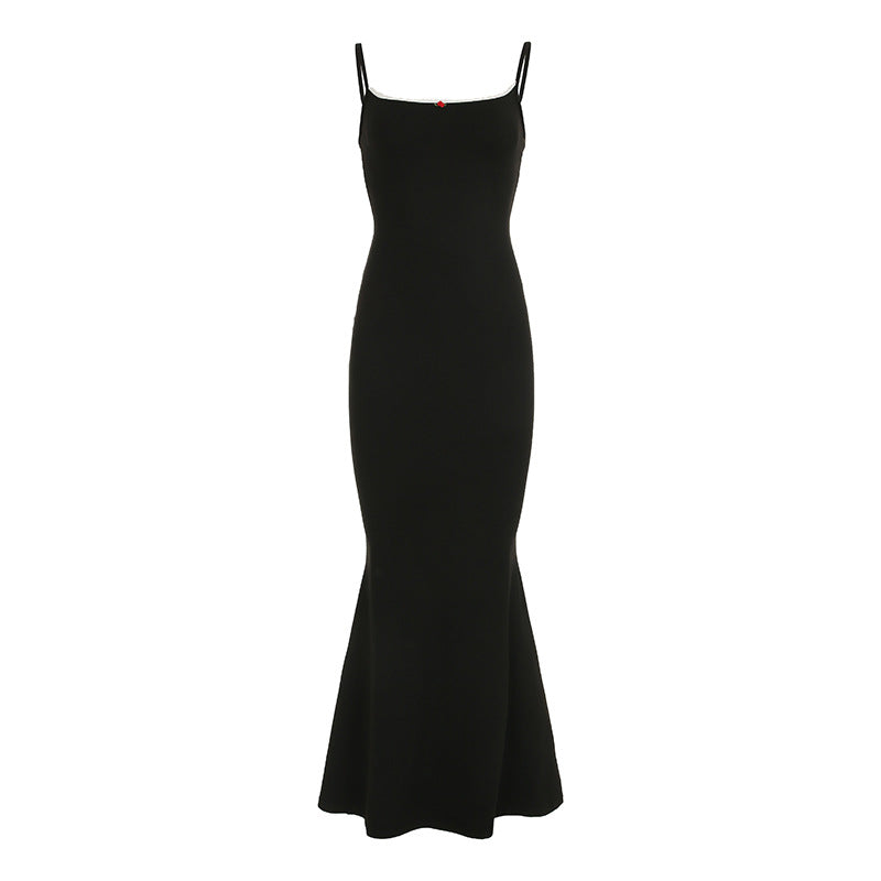 Spaghetti Strap Square Neck Bow Detail Mermaid Hem Maxi Dress 6